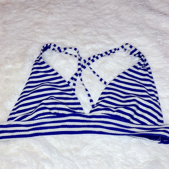 Antiqua Blue & White Striped Bikini Swim Top Size Large - Picture 1 of 12